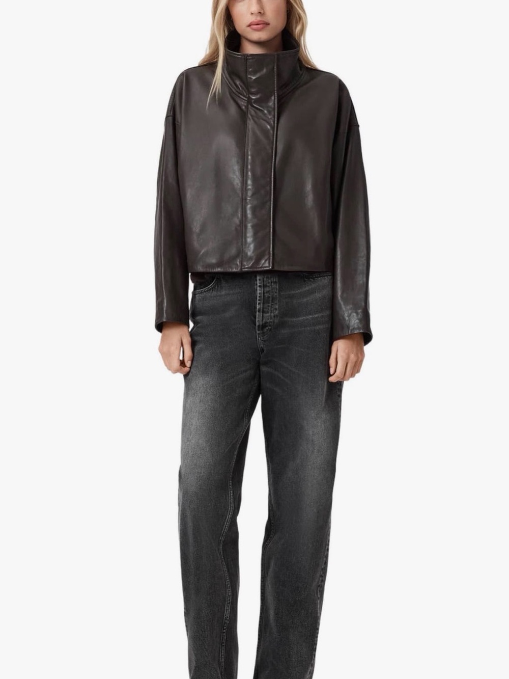 All Saints Ryder Leather Jacket - Oxford dark brown — Medium - Picture 4 of 5